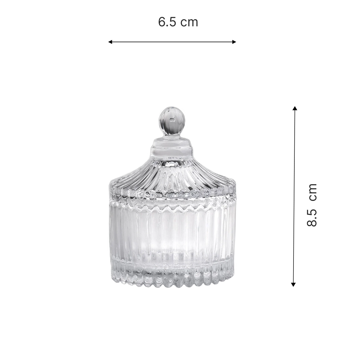 Bomboneras de vidrio con rayas transparente - Mini, mediana y grande