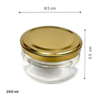 Frasco Jar con tapa dorada - 60, 200 y 300 ml