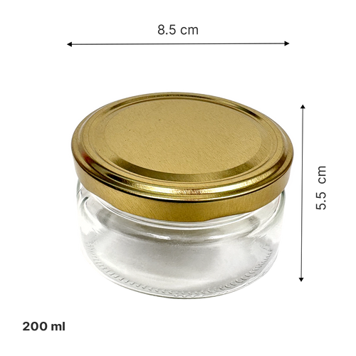 Frasco Jar con tapa dorada - 60, 200 y 300 ml