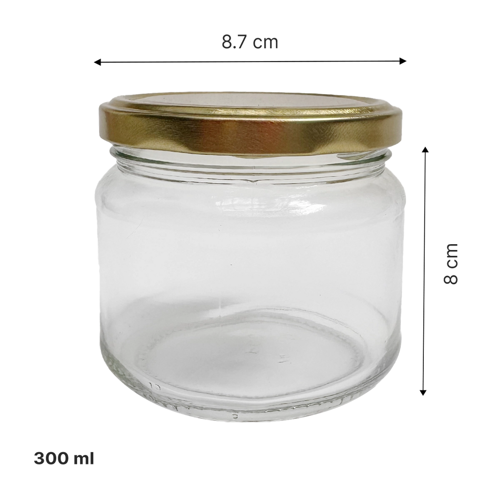 Frasco Jar con tapa dorada - 60, 200 y 300 ml