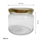 Frasco Jar con tapa dorada - 60, 200 y 300 ml