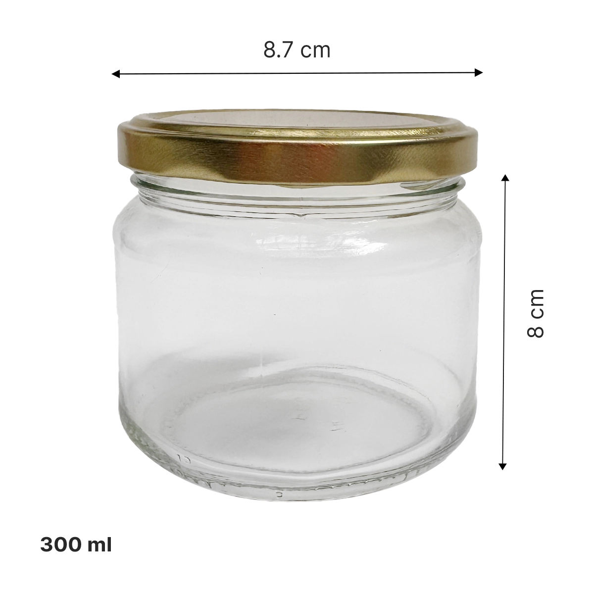 Frasco Jar con tapa dorada - 60, 200 y 300 ml