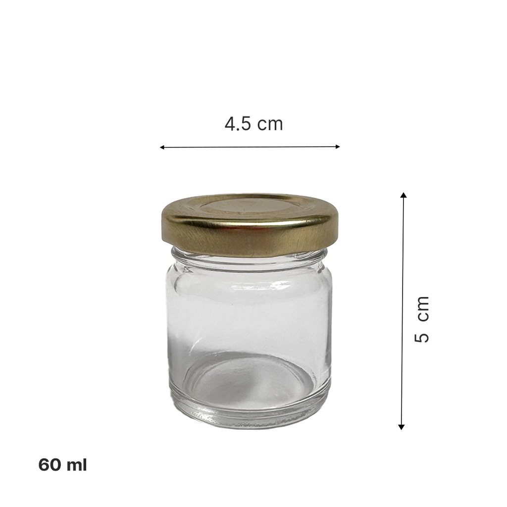 Frasco Jar con tapa dorada - 60, 200 y 300 ml