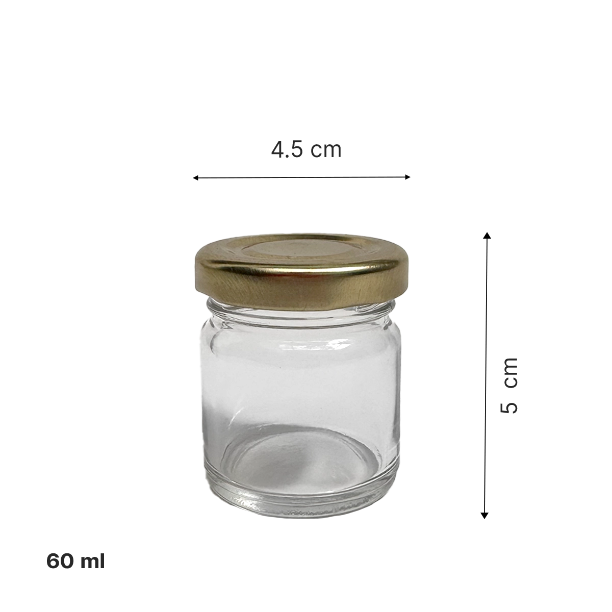 Frasco Jar con tapa dorada - 60, 200 y 300 ml