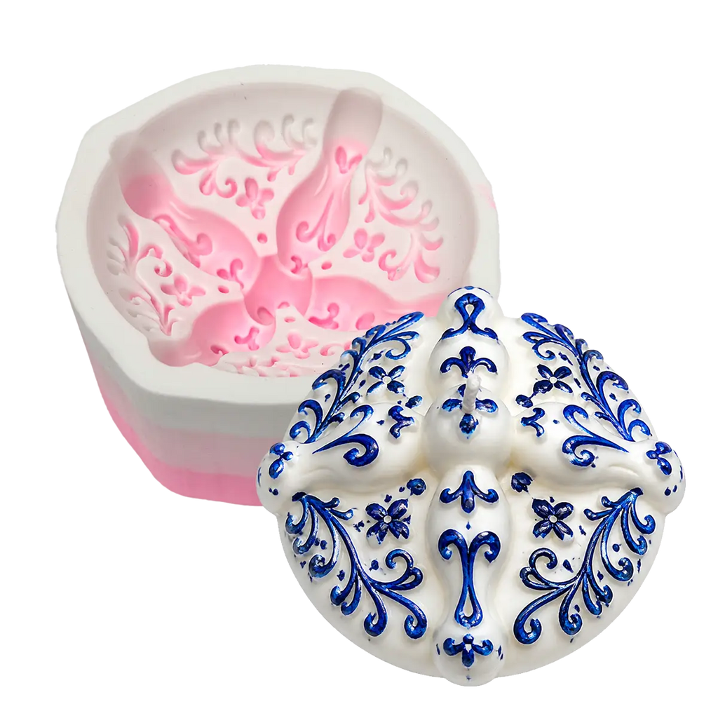 Molde Silicón 3D - Pan de Muerto diseño Talavera - 9.5 cm