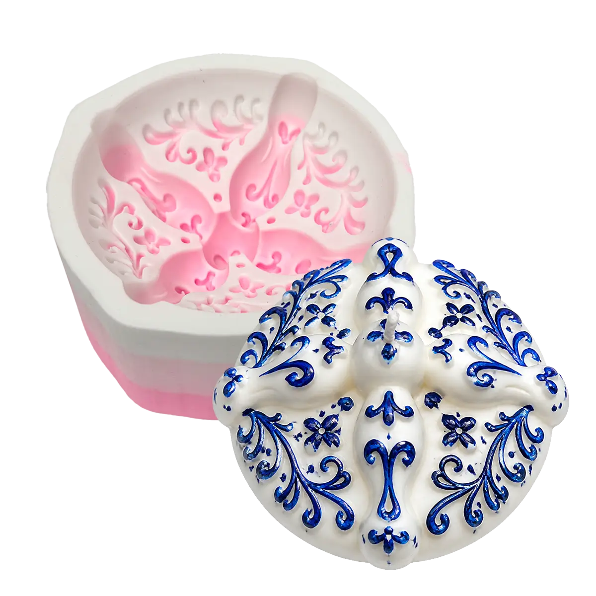 Molde Silicón 3D - Pan de Muerto diseño Talavera - 9.5 cm