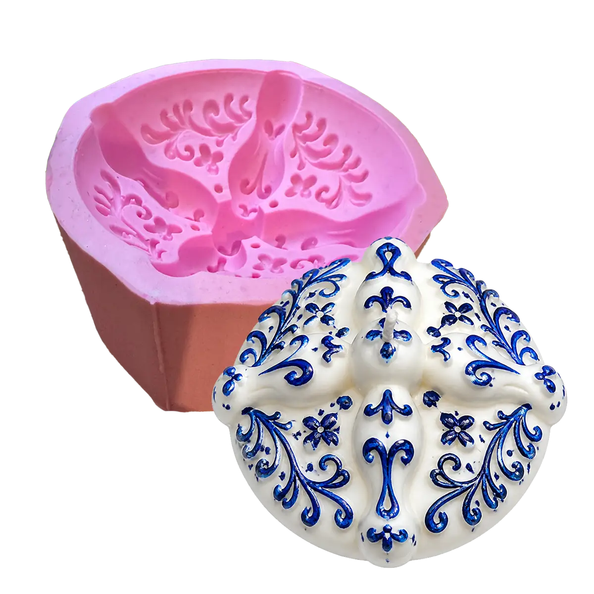 Molde Silicón Pan de Muerto diseño talavera 11 cm