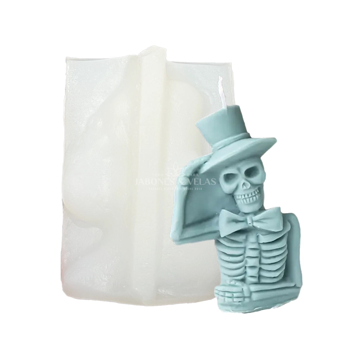 Molde Silicón 3D - Calavera con sombrero y moño
