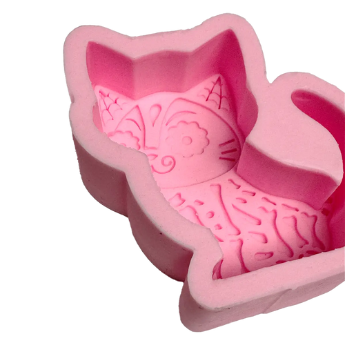 Molde Silicón 3D - Gatito con cola de Día de Muertos  - 7 x 8 x 3 cm