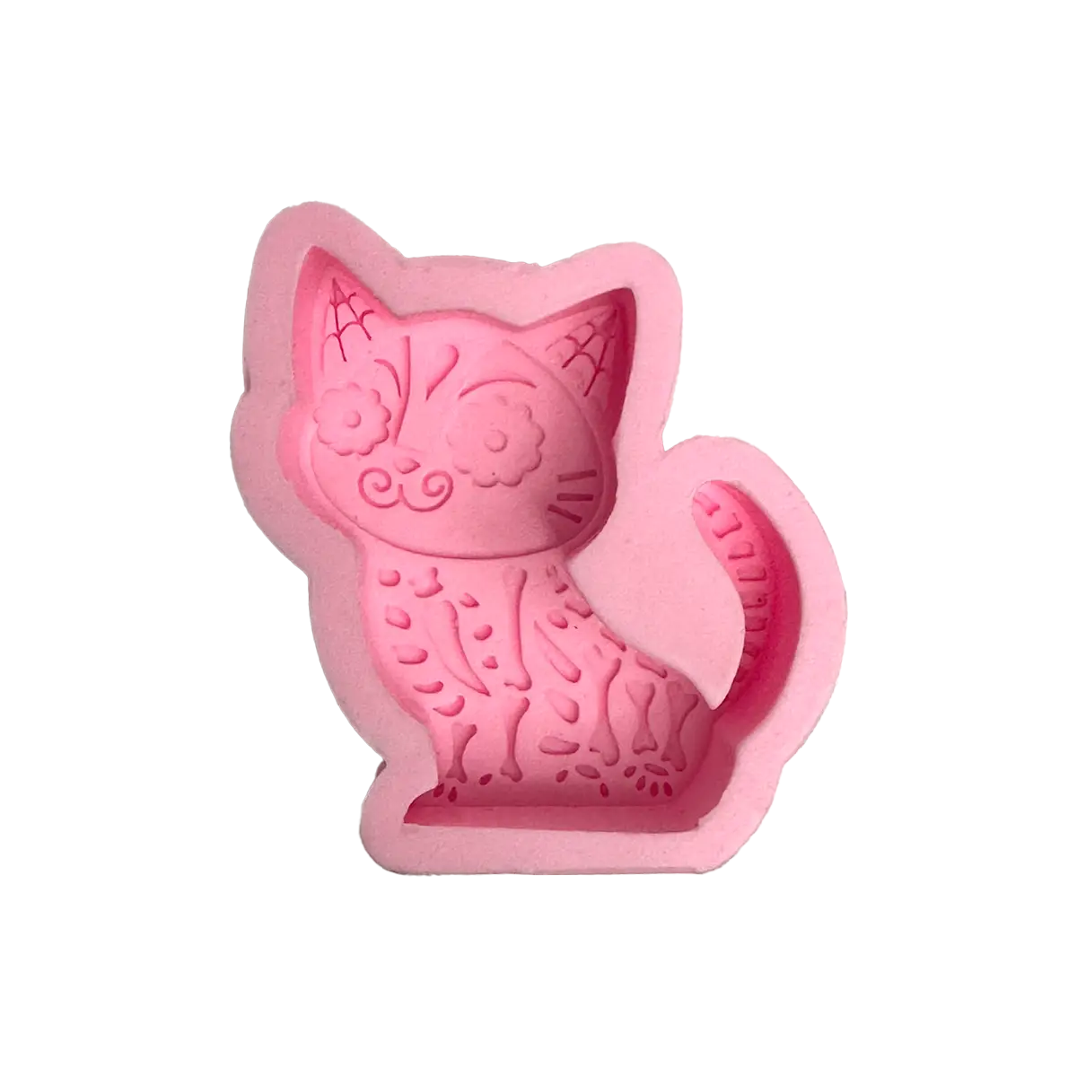 Molde Silicón 3D - Gatito con cola de Día de Muertos  - 7 x 8 x 3 cm
