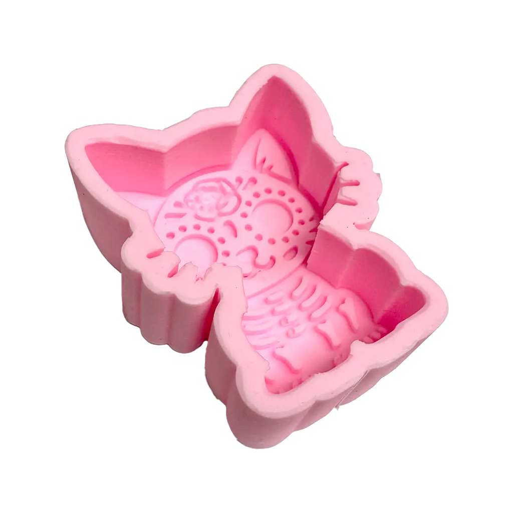 Molde Silicón 3D - Gato Día de Muertos  - 7 x 8.5 x 3 cm