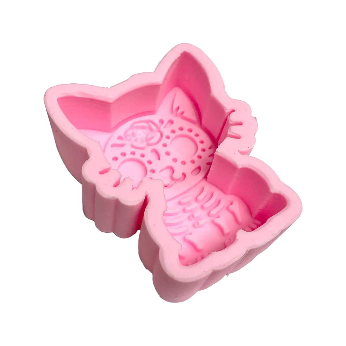 Molde Silicón 3D - Gato Día de Muertos  - 7 x 8.5 x 3 cm
