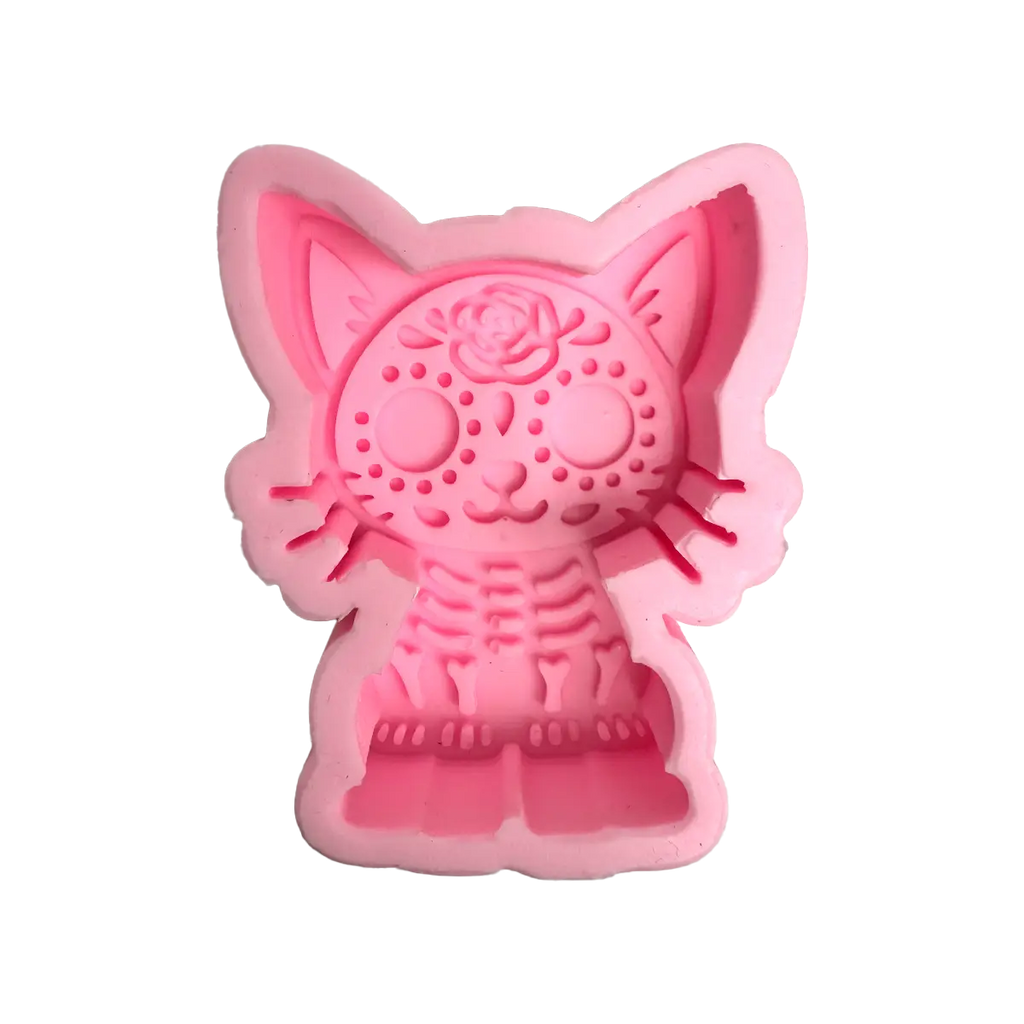 Molde Silicón 3D - Gato Día de Muertos  - 7 x 8.5 x 3 cm