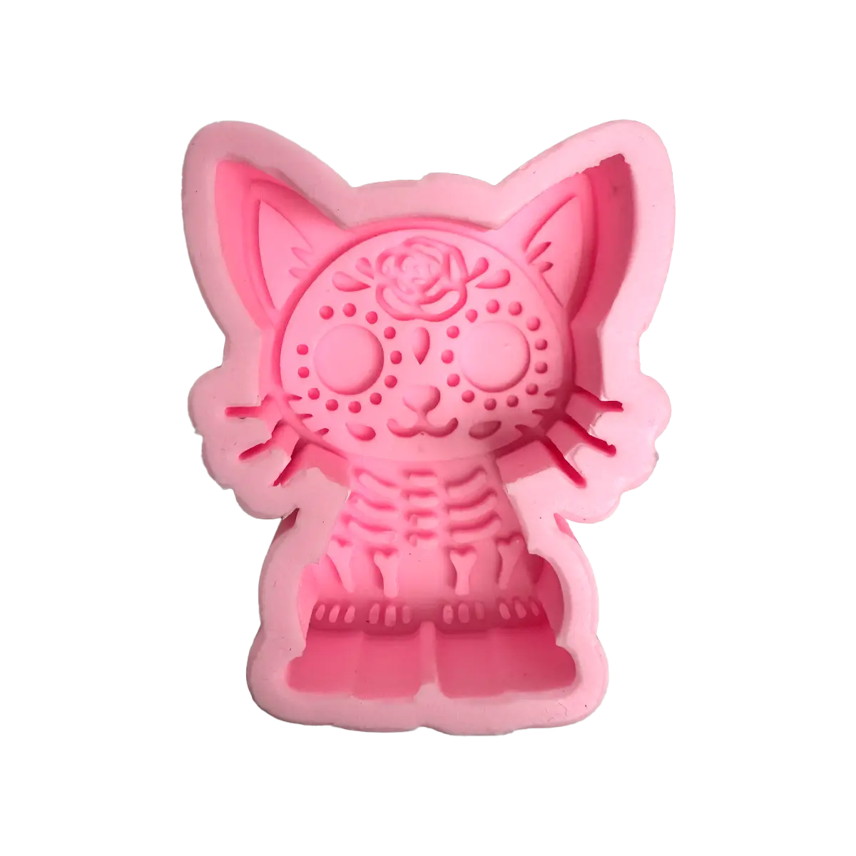 Molde Silicón 3D - Gato Día de Muertos  - 7 x 8.5 x 3 cm