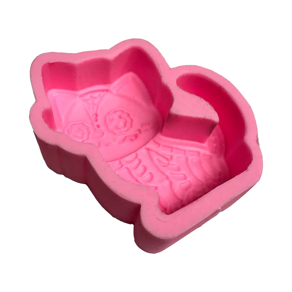 Molde Silicón 3D - Gato con cola de Día de Muertos  - 9 x 8.5 x 2.7 cm