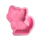 Molde Silicón 3D - Gato con cola de Día de Muertos  - 9 x 8.5 x 2.7 cm