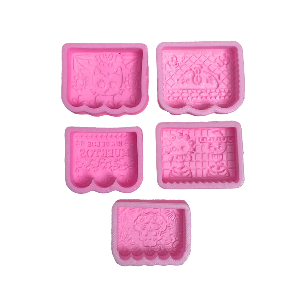 Molde Silicón 3D - 5 mini Jabones Día de Muertos