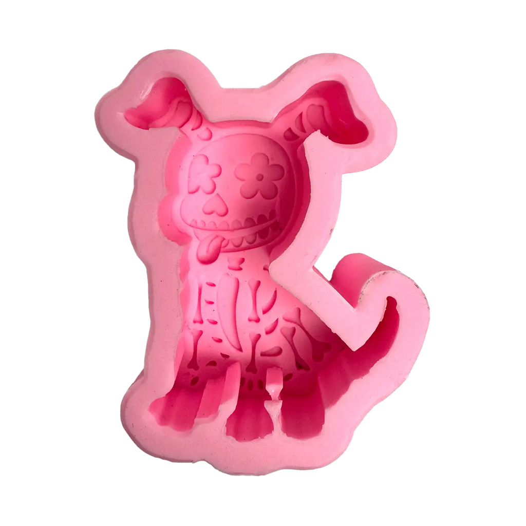 Molde Silicón 3D - Perrito Ojos de Flor - Día de Muertos  - 7.5 x 5.5 x 3 cm