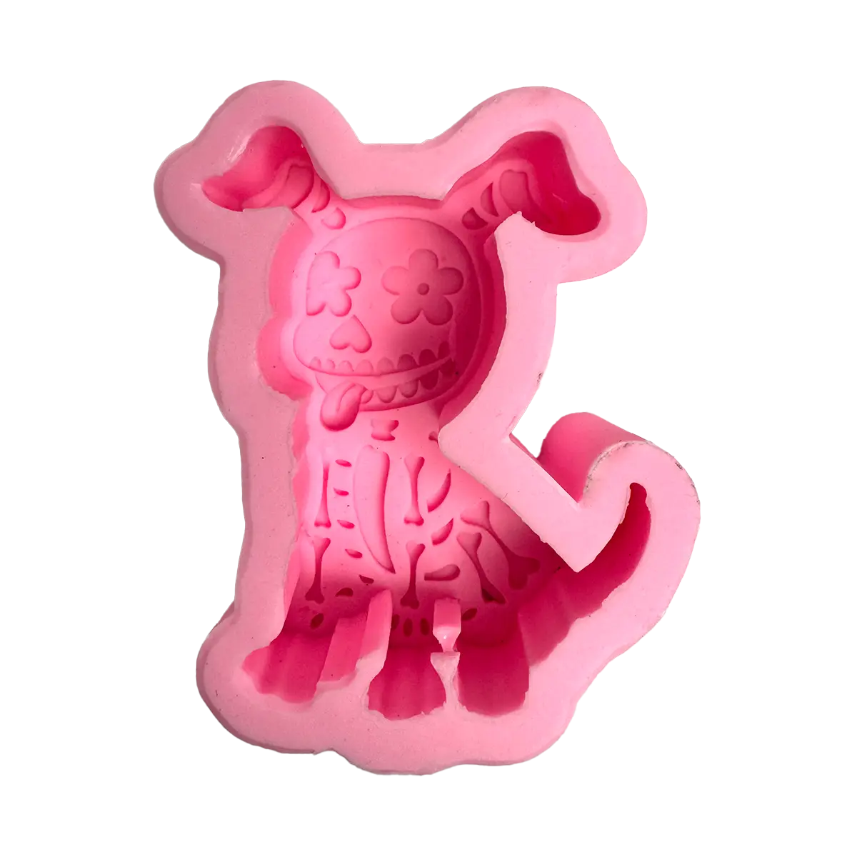 Molde Silicón 3D - Perrito Ojos de Flor - Día de Muertos  - 7.5 x 5.5 x 3 cm