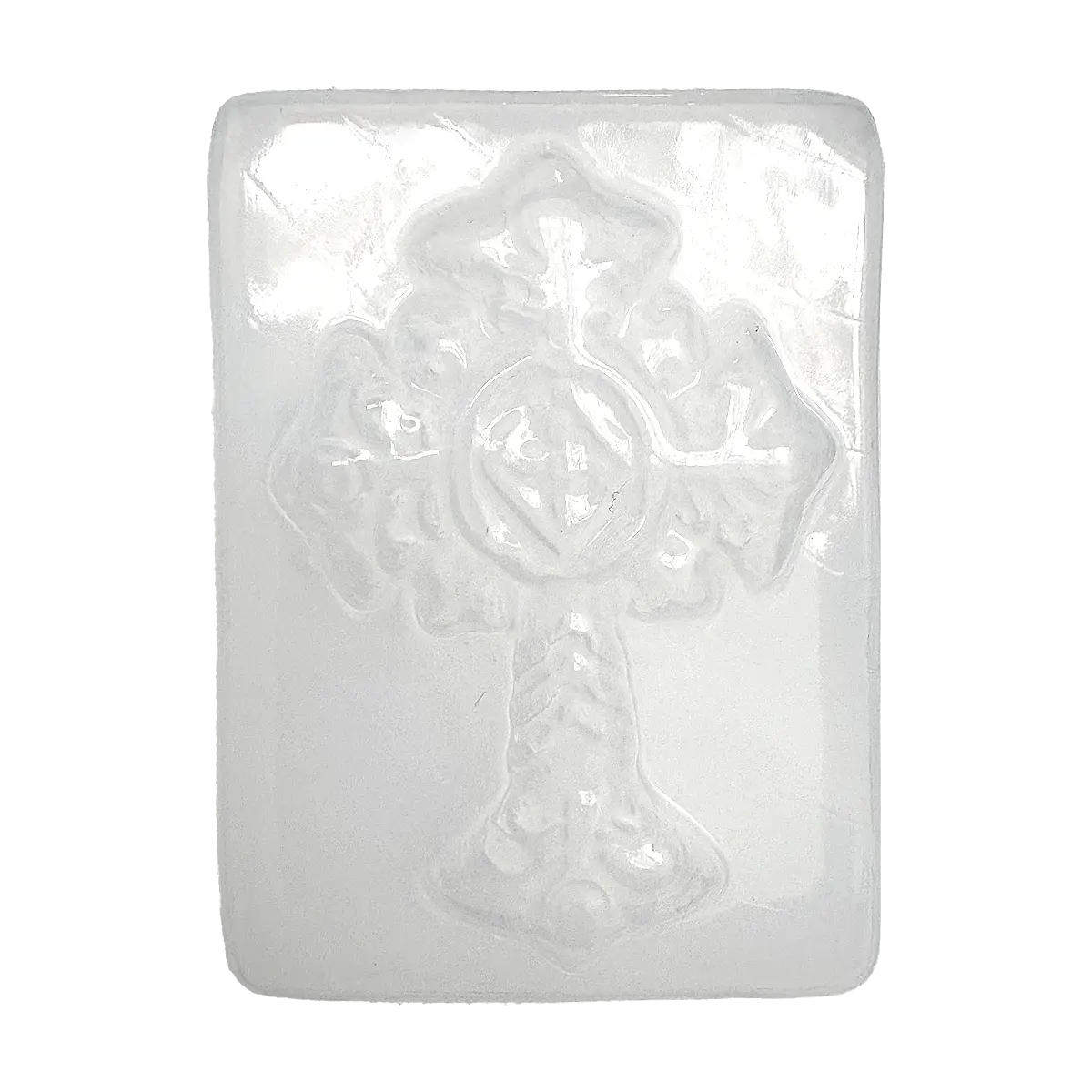 Molde de plástico - 5 cruces con filigrana sobre base rectangular