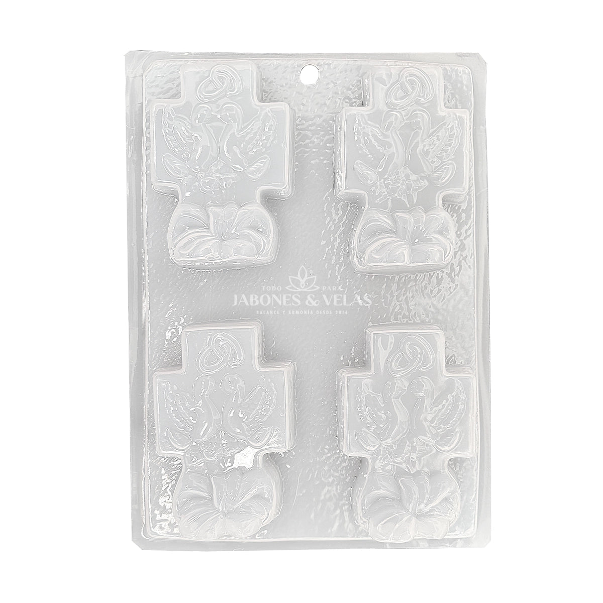 Molde de plástico - 4 cruces con arras y cisnes